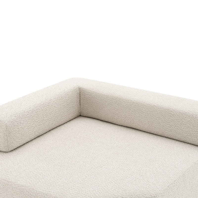 Corner Frame Sectional Sofa, Luxury Boucle Convertible Couch, 48x48x24 in, 58 lbs, Beige, No Assembly