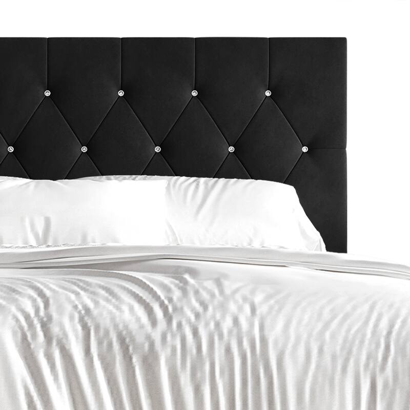 CraftPorch Glam Crystal Diamond Tufted Velvet Upholstered Bed with Storage Bench