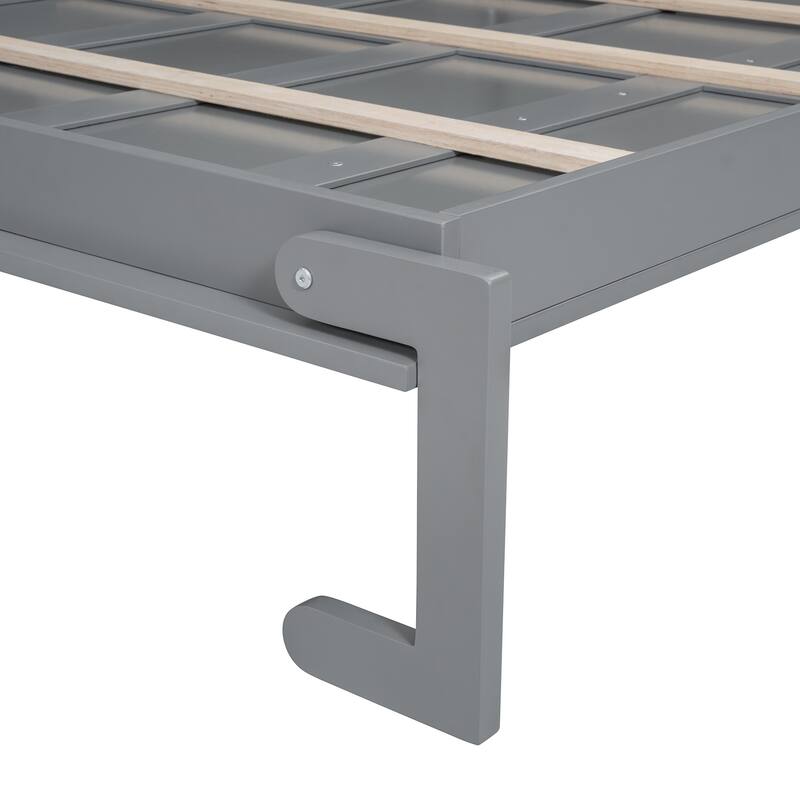 Space-Saving Queen Size Murphy Bed with Integrated Cabinets and Storage, Gray