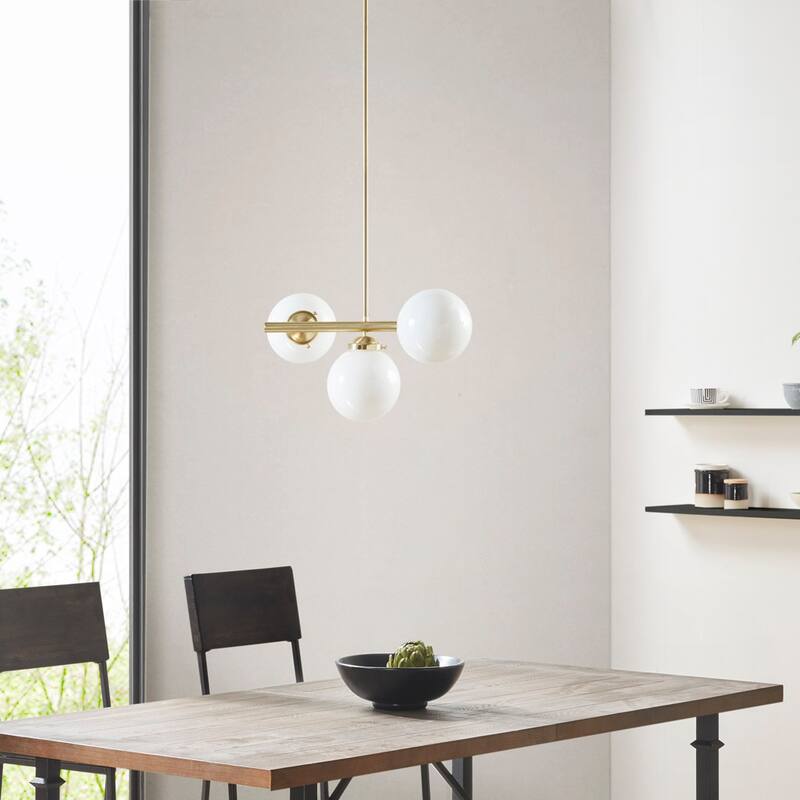 3-Light Chandelier with Frosted Glass Globe Bulbs