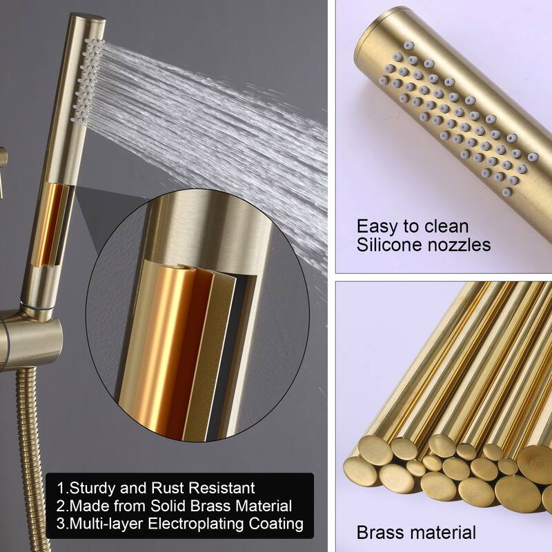 10" Rain Shower Head 2-Function Shower System with Tub Spout, Wall Mounted Shower Faucet Set with Tub Spout