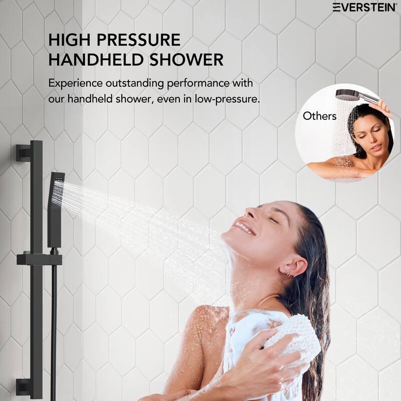Slide Bar High-Pressure Balancing Shower System 10" Rainfall Shower Head with Handheld Shower