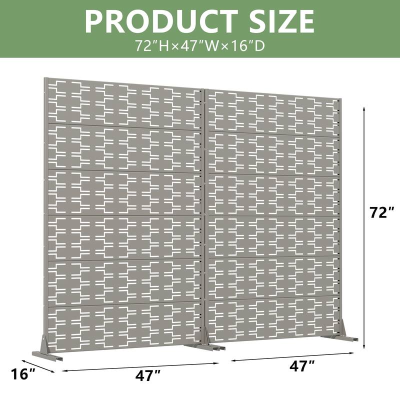 Outdoor Privacy Screen Metal Screen Fence Panel Set of 2