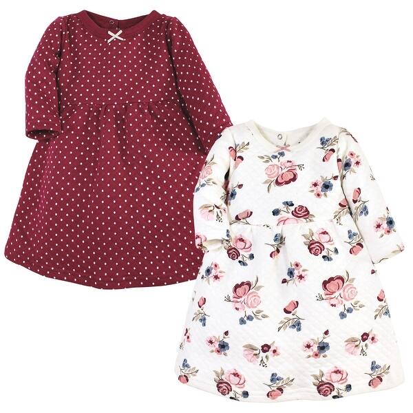 slide 1 of 1, Hudson Baby Infant and Baby Girl Cotton Dresses, Dusty Rose Floral 0-3 Months - Dusty Rose Floral