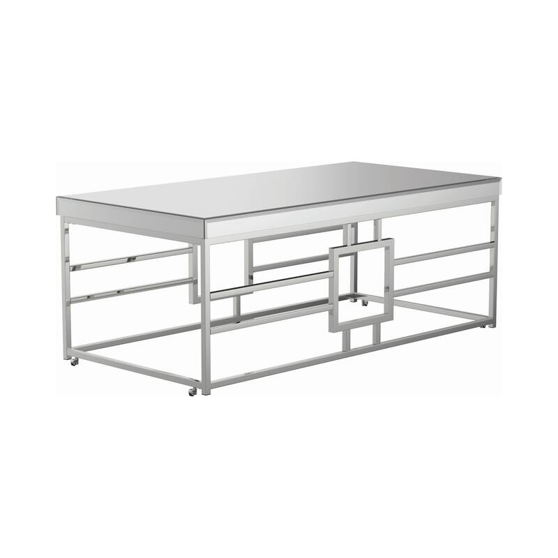 Modern Geometric Design Mirrored Accent Coffee Table Bed Bath