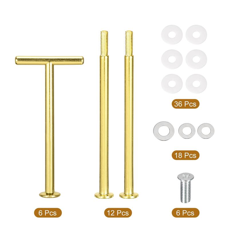 6 Set Cake Tray Stand Handle Plate Hardware Fitting, 3-Tiers T-Style