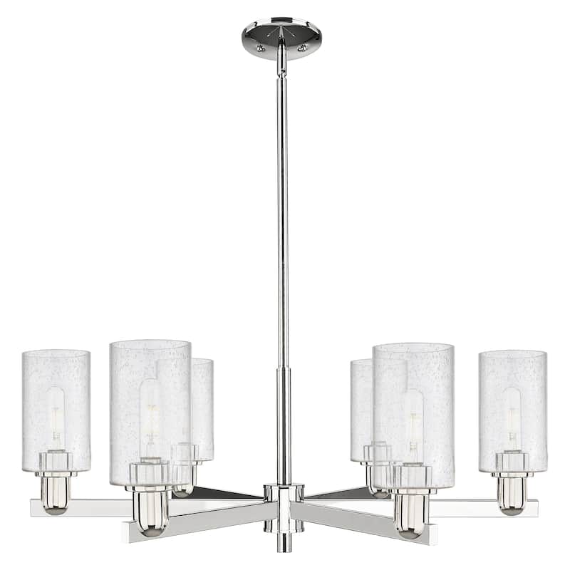Innovations Lighting Endless Possibilities Arcadia - Clymer - 6 Light 34" Stem Hung Chandelier - Polished Nickel/Seedy