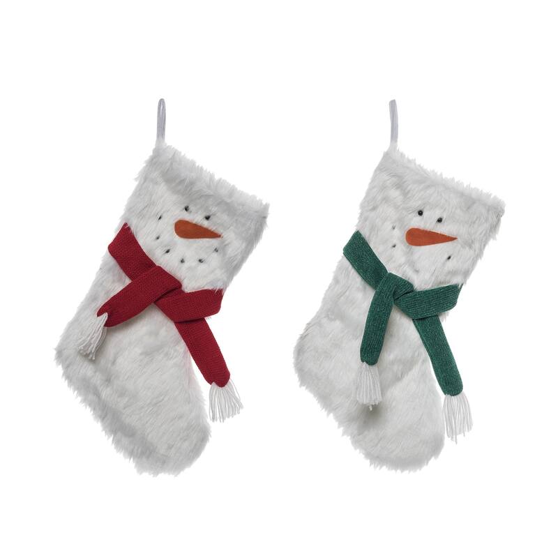 Transpac Plush Snowman Stocking Set of 2 Christmas Home Decorations