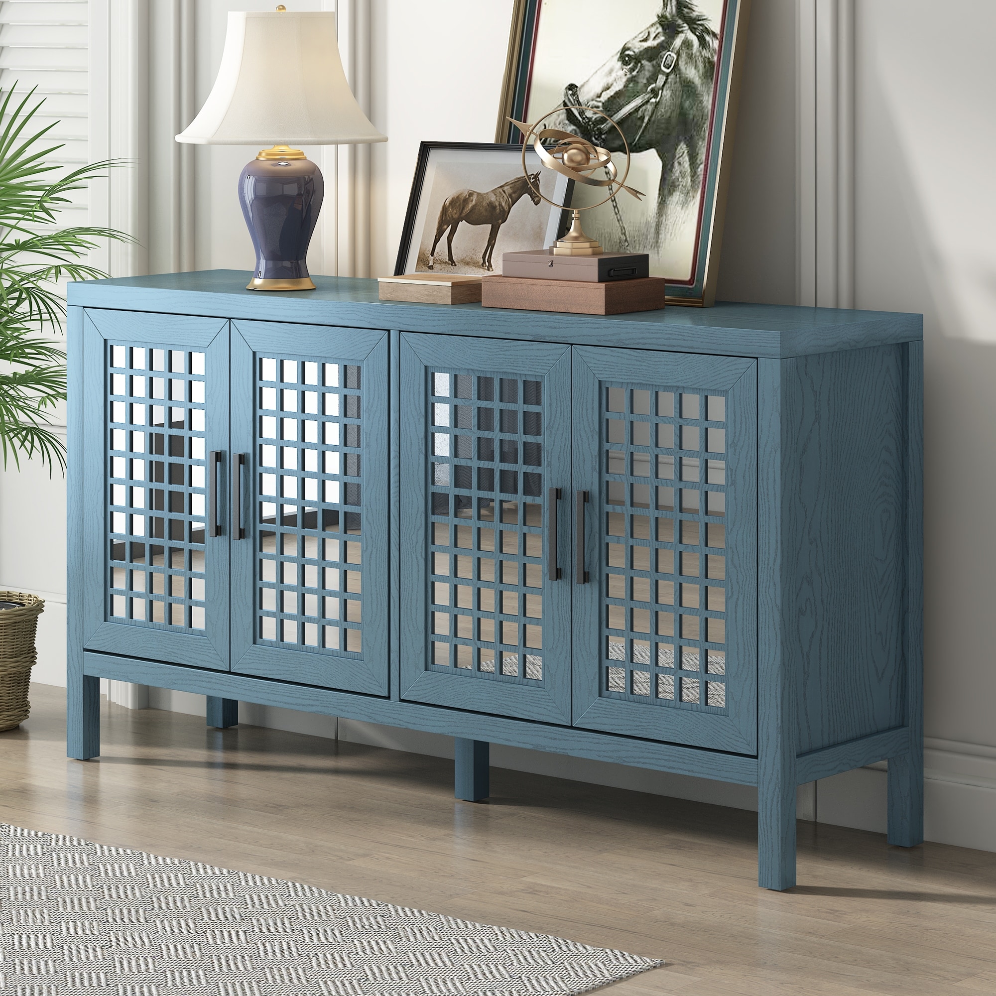 4 door mirrored shop sideboard