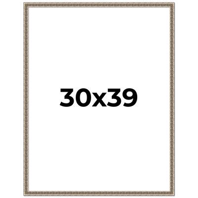 30x39 Frame Silver Versailles Ornate Solid Wood Picture Frame | 1 Inch