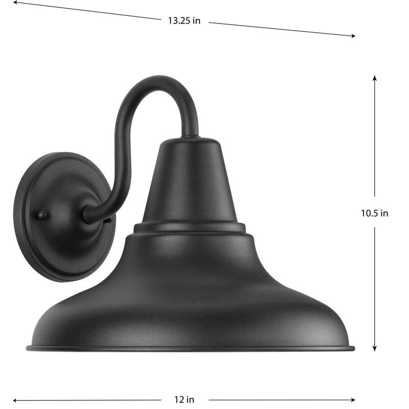 District Collection One-Light Black Metal Shade Outdoor Wall Lantern - 12 in x 13.25 in x 10.5 in