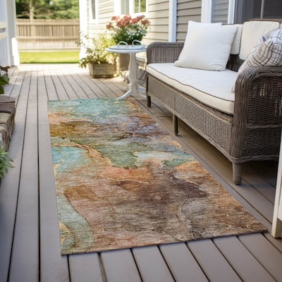 Machine Washable Indoor/ Outdoor Chantille Abstract Modern Rug