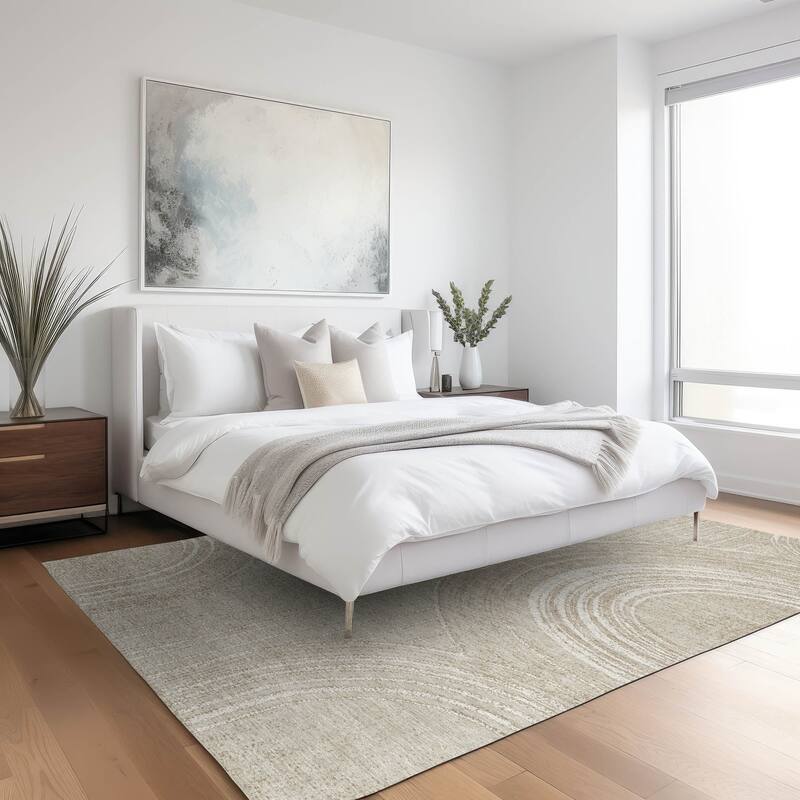 Machine Washable Indoor/ Outdoor Modern Trax Chantille Rug