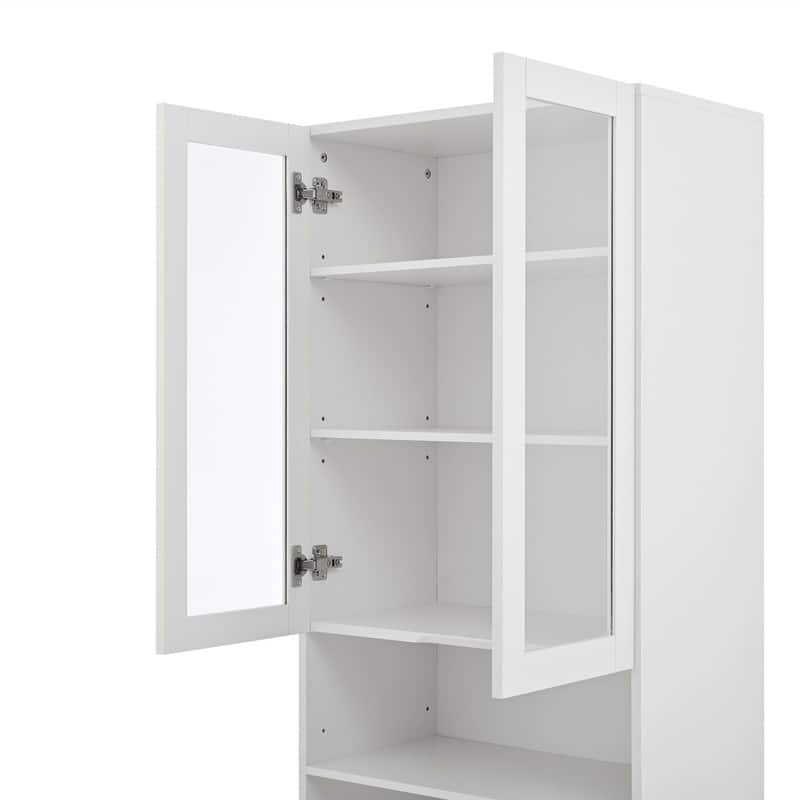 Computer Desk, Home Office Desk with 2 Drawer and Bookshelf, L Shaped Gaming Desk with Mirror and Charging Station