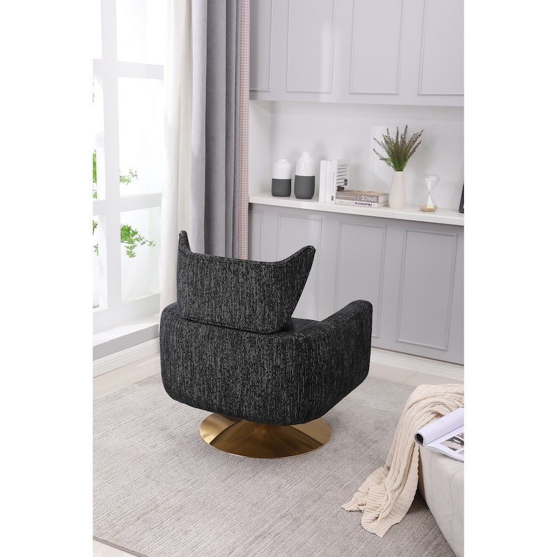 Black 29.9" Swivel Accent Chair with Pillow