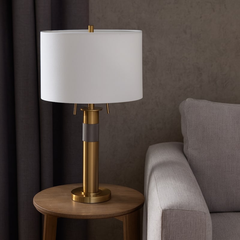 Metal Dual Pulls Contemporary Table Lamp - Gold, 25 in. - 25.0" - Gold/ Metallic - 25.0"