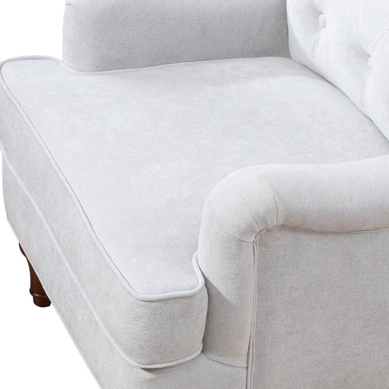 Chenille Club Chair, Modern Lounge Reading Chair with Armrest, Upholstered Single Sofa with Wood Legs for Living Room