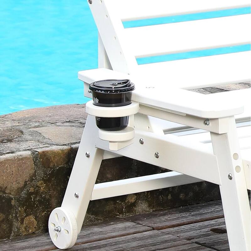 HDPE Chaise Lounge Chair Outdoor, Pool Lounge Chairs with 4-Position Adjustable Backrest, Supports Up to 400 LBS