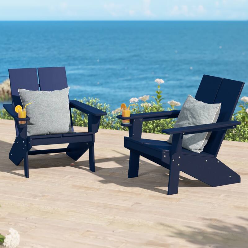 Coastin Modern Poly Adirondack Chair (Set of 2), Black