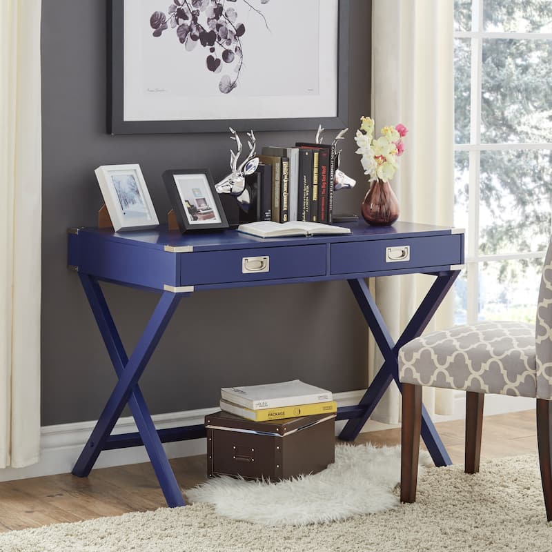 Kenton X Base Wood Accent Campaign Writing Desk iNSPIRE Q Modern