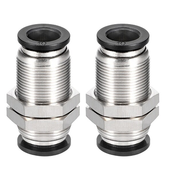 Straight Pneumatic Push to Quick Connect Fittings Bulkhead Union 10mm OD 2pcs