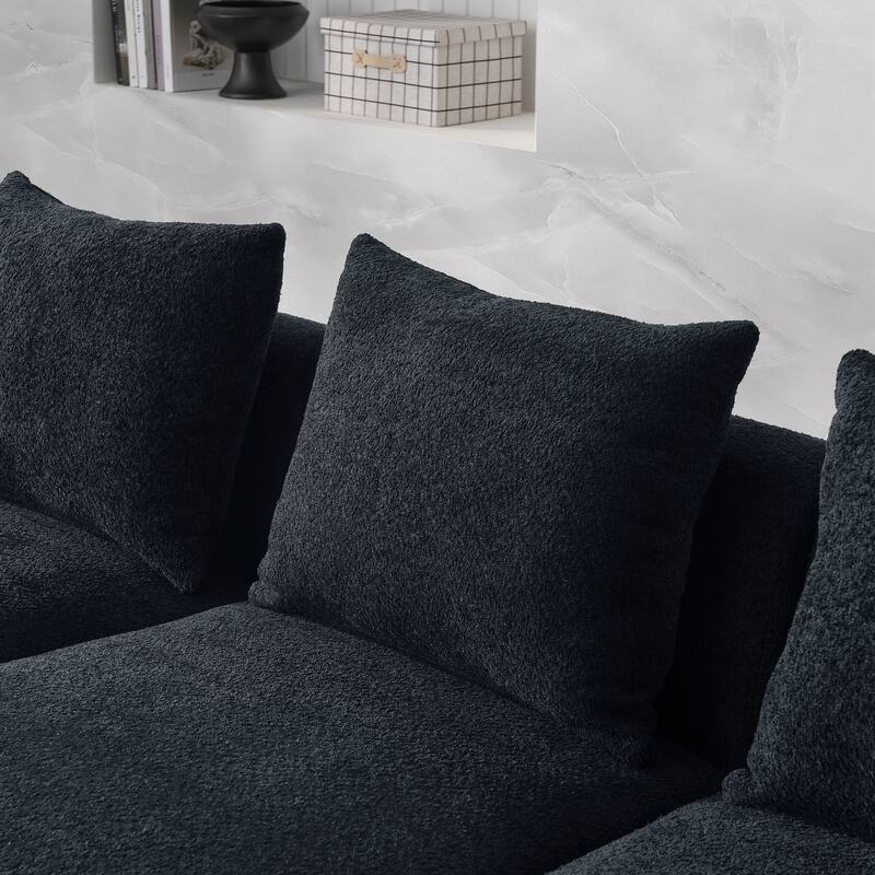 Loop Yarn Fabric Sofa Set DIY Modular Couch Set with Ottomans & Chaise