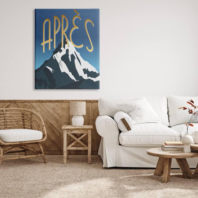 Stupell Après Mountain Ski Sport Winter Landmark Blue Grey Canvas Wall Art