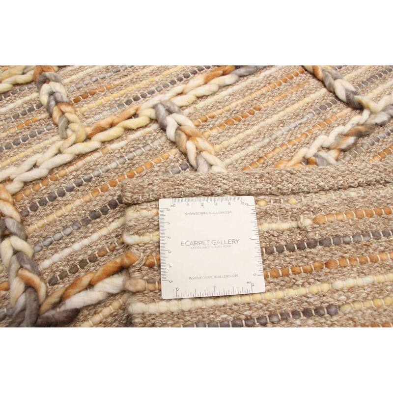 ECARPETGALLERY Braid weave Sienna Brown Wool Rug - 5'4 x 7'3