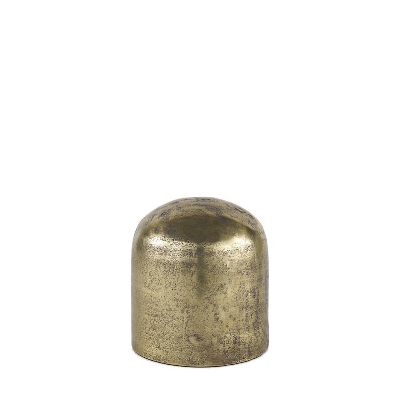 HomeRoots 7" Antiqued Brass Cast Aluminum Cylindrical Tabletop Sculpture - 6.50 in. x 7.00 in. x 6.50 in.