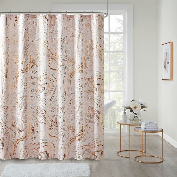 Modern Black Gold Creative Marble Texture Shower Curtain Set for Bathroom  Decor
