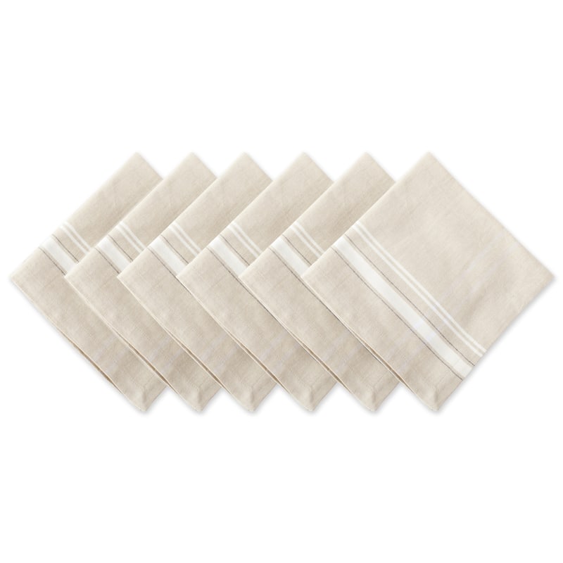 Design Imports Black French Stripe Napkin Set (Set of 6) - White