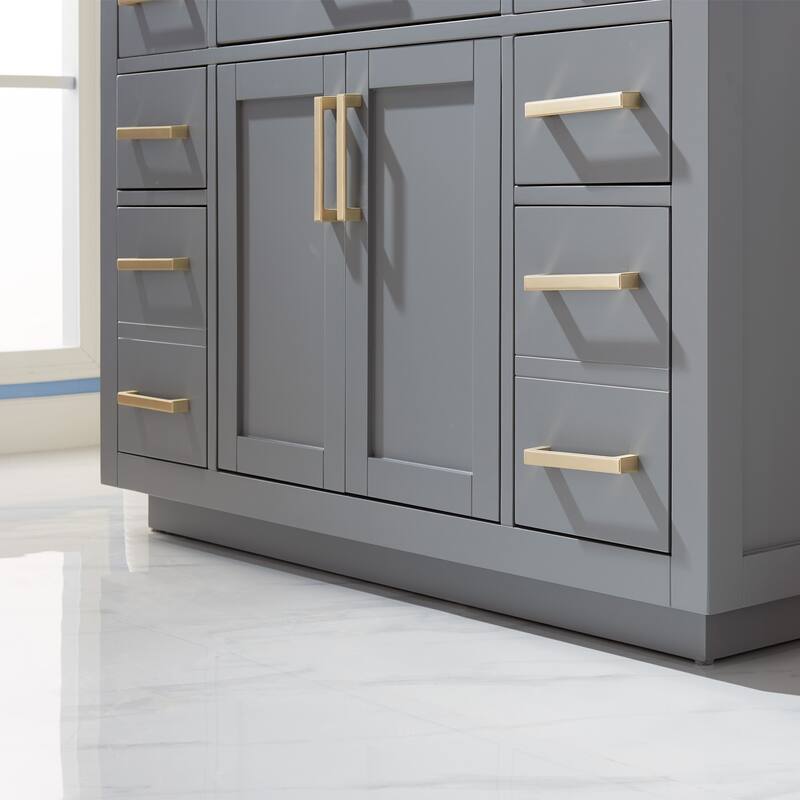 Altair Ivy Single Bathroom Vanity Set and Carrara White Countertop with Mirror