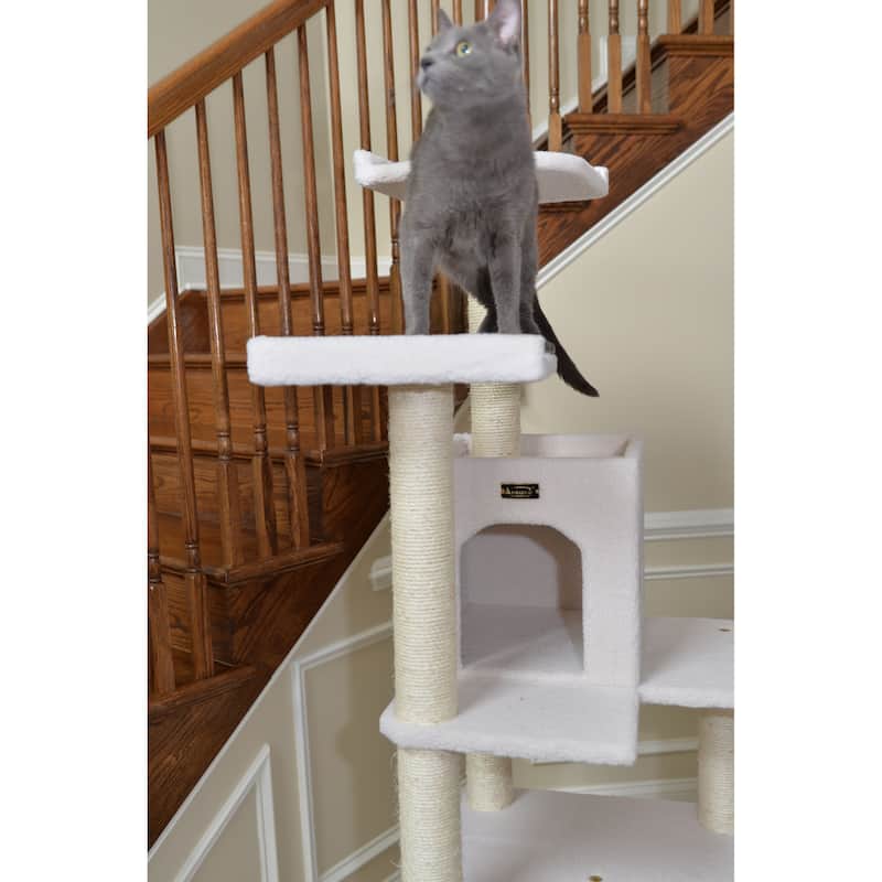 Real Wood B6802 Classic Cat Tree In Ivory 6 Levels Condo