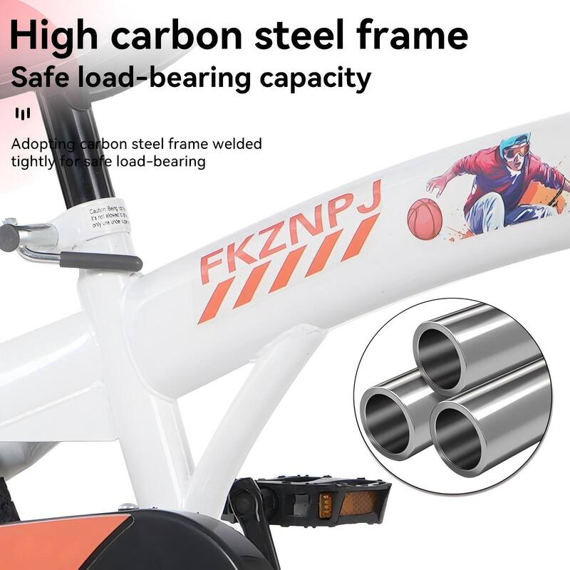 18 Inch Kids Bike with Adjustable Saddle, Dual Brakes and Training Wheels Steel Frame Bicycle for Ages 5-10