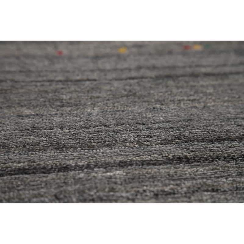 Hand Knotted Oriental 100% Wool Carpet Tribal Tribal Greys & Charcoal Gabbeh Area Rug - 8' 1'' X 5' 0''