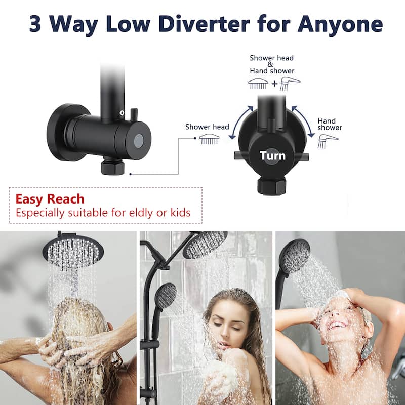 PROOX Bath Dual Shower Head and Handheld Shower Extend Arm (Valve Not Included)