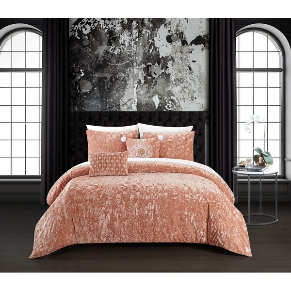 Chic Home Kiana 5 Piece Textured Crinkle Velvet Design Comforter Set, Blush. Opens flyout.