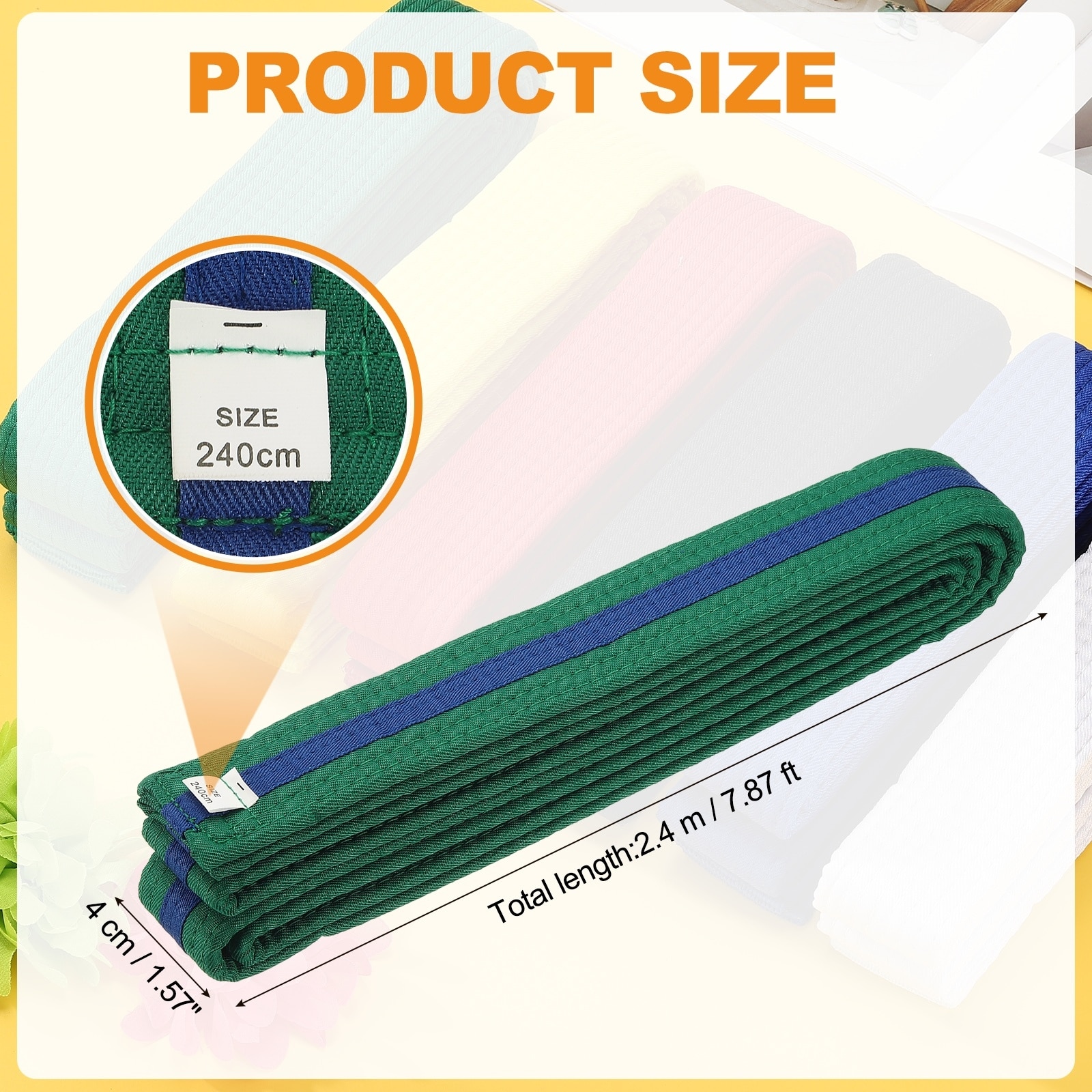 Karate Belt, Martial Arts Ranking Belts Solid Cotton Double-Layered Core Long Soft Uniform Training