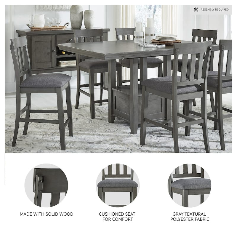 Hallanden Gray Upholstered Counter Height Barstool, Set of 2 - 18"W x 21"D x 41"H