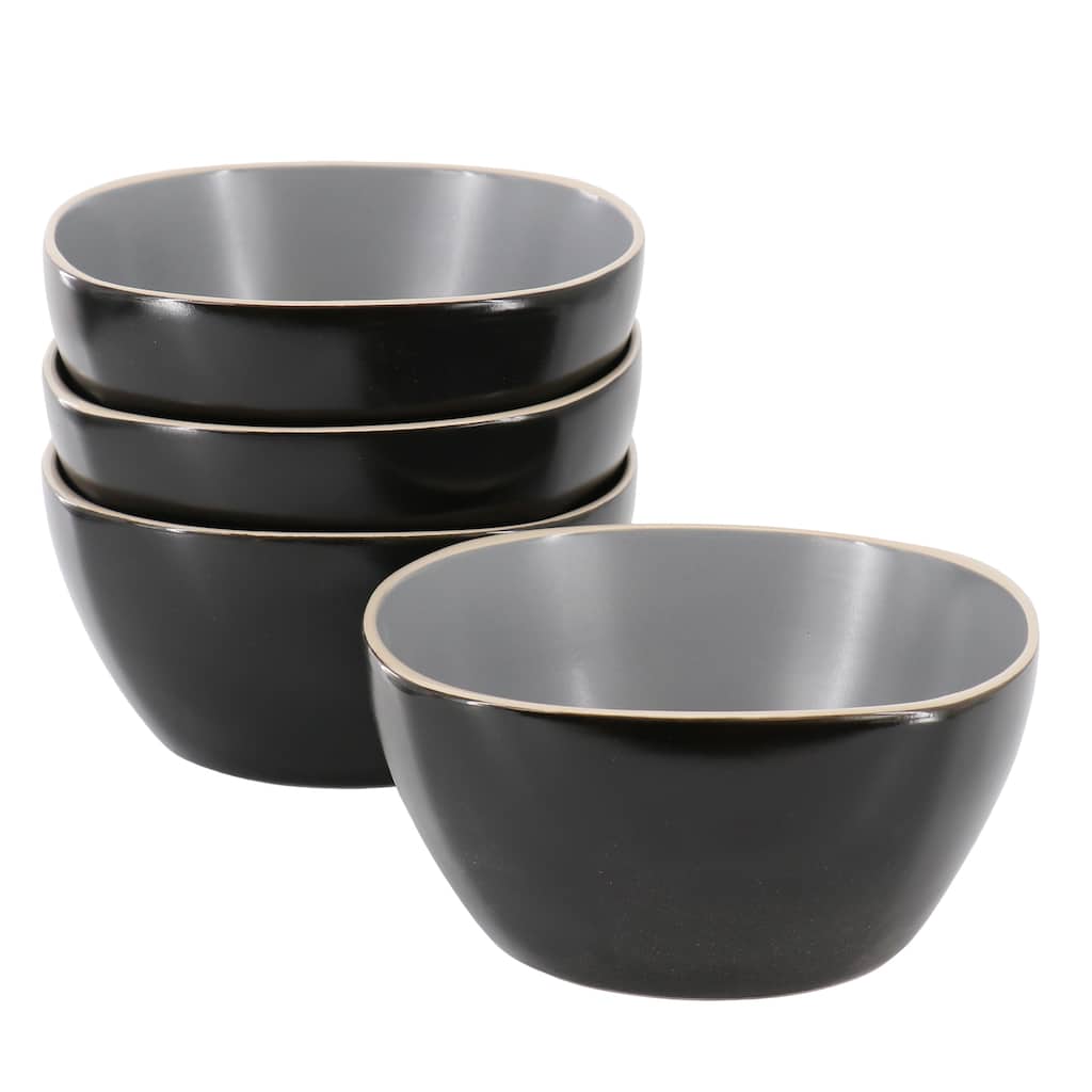 4 Piece 6 Inch Stoneware Bowl Set in Grey