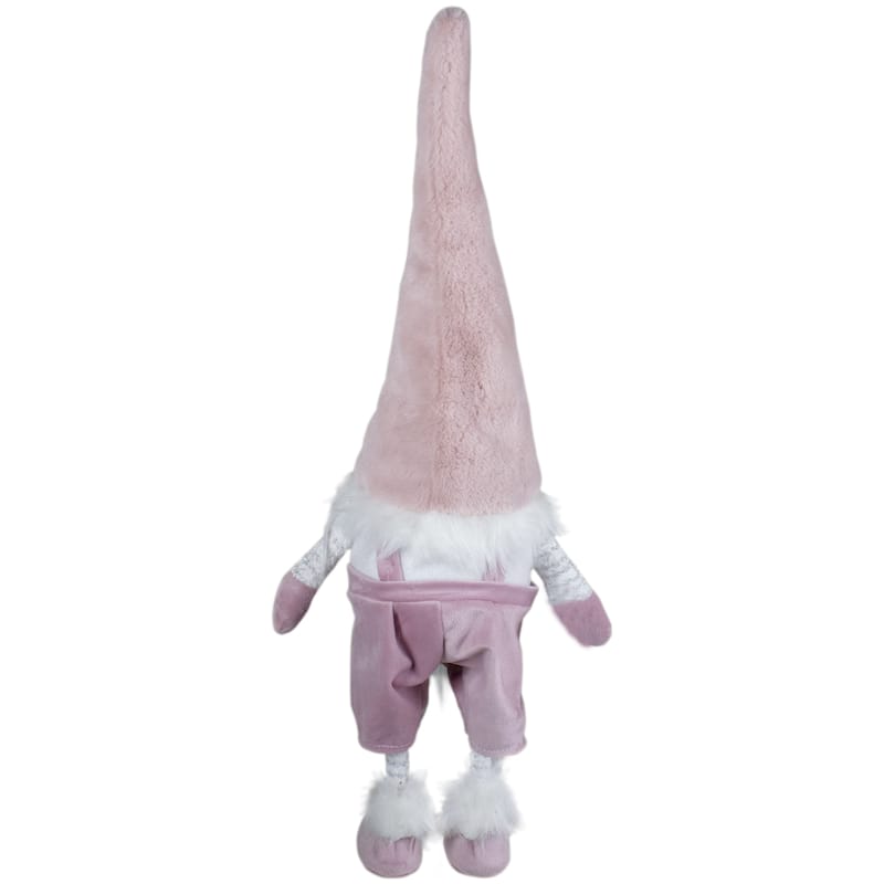 20" White and Pink Bouncy Gnome Standing Figure Christmas Decoration