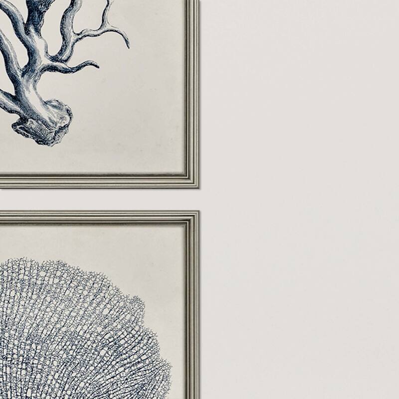 Coastal S/4 Framed Art Giclee Under Glass - Blue