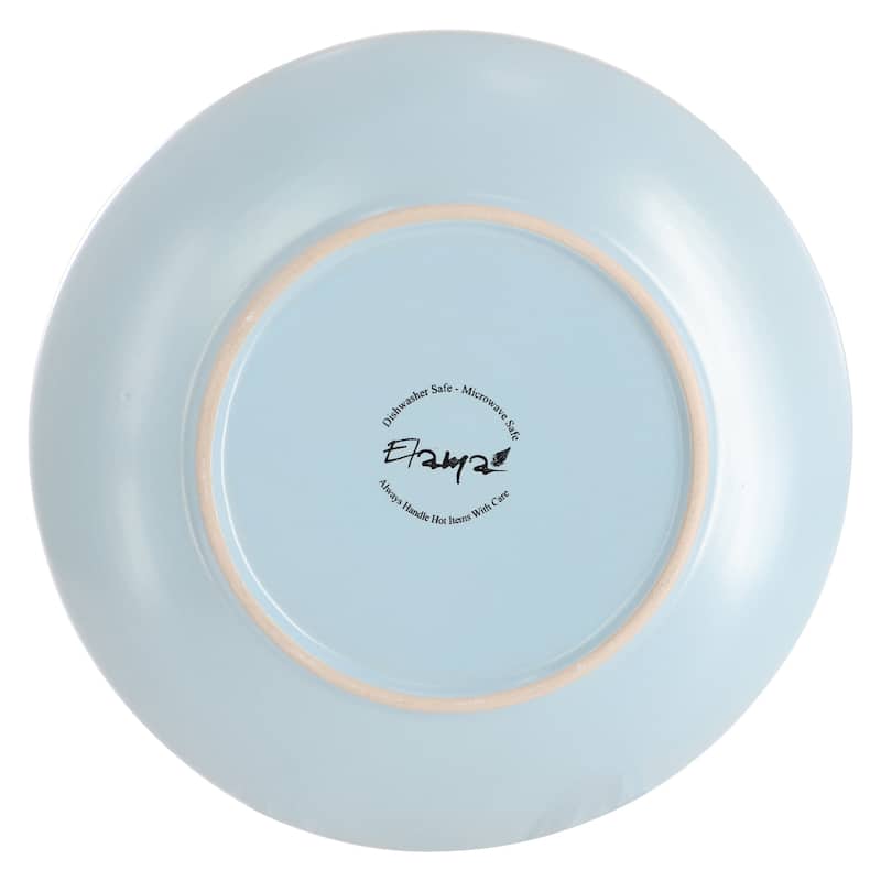 Elama Emilia 16 Piece Double Bowl Stoneware Dinnerware Set in Light Blue