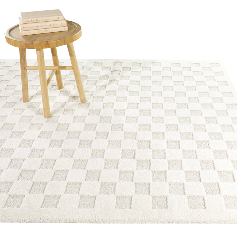Coveney Checkered Area Rug - 5'3" x 7' - Cream - Rectangle