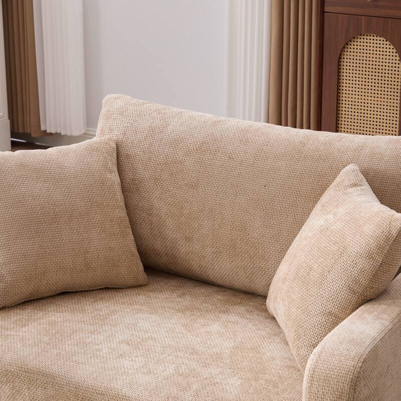 45.3"W Modern Chenille Leisure Chair, Reading ArmChair with 3 Pillows