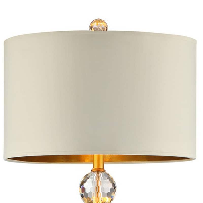 Floor Lamp with Crystal Orb and Metal Stalk Support, Gold