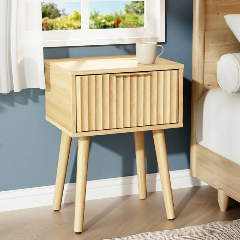 15.7"W Nightstand, Particleboard & MDF, Melamine & Vacuum Forming, 1 Drawer, High Leg (2 Pcs)
