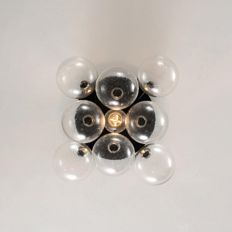 Modern Clear Seeded Glass Globe Bubble Semi Flush Ceiling Light