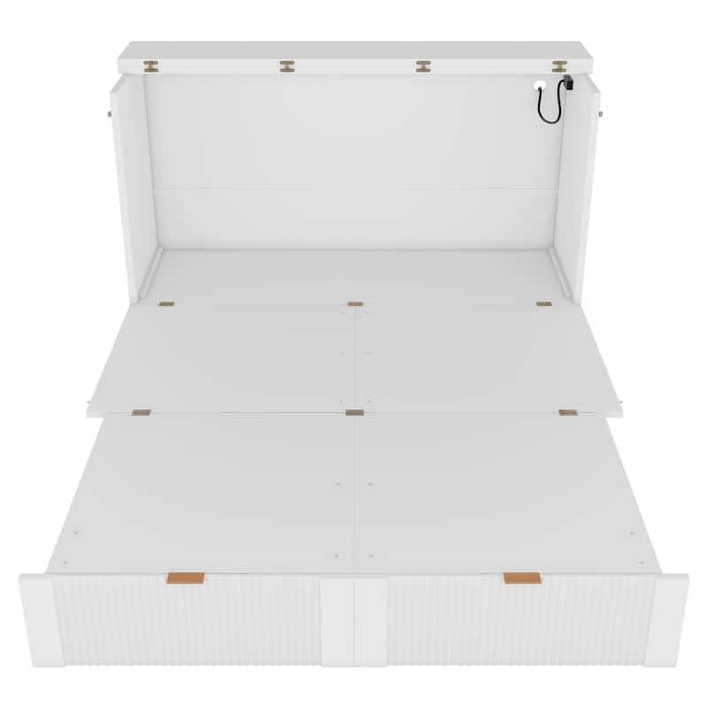 Full Size Murphy Bed with Pulley Design, Drawer, and USB Ports