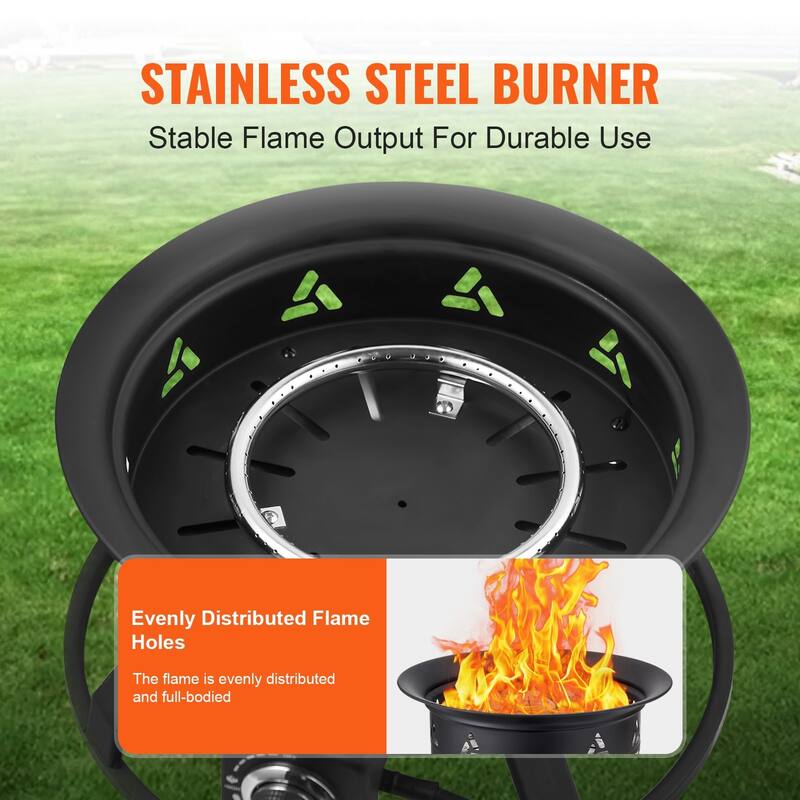 Black Steel Smokeless Propane Gas Fire Pit, Portable with Flame Control